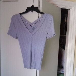 Pilcro Light Blue V-Neck Short Sleeve Tee